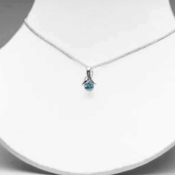 1.10 CTW Swiss Blue Topaz Sterling Silver 18 Inch Designer Necklace - Picture 2 of 5
